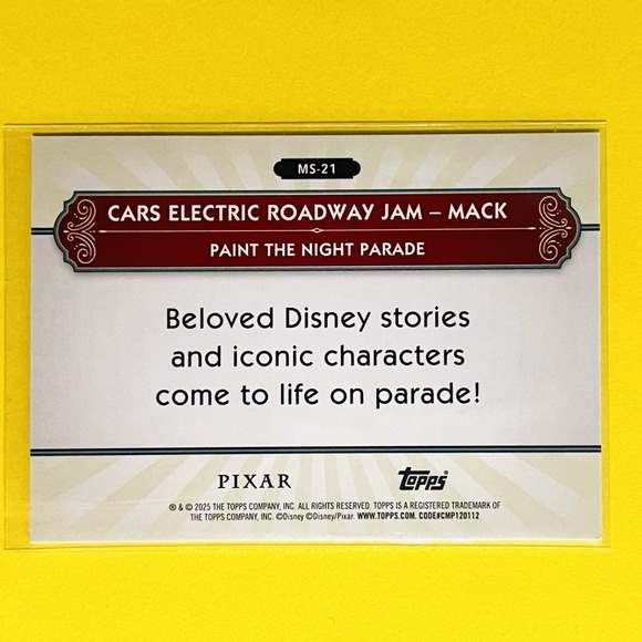 2025 Topps Disneyland 70th Ann Silver Screen To Main Street MS-21 Cars Jam Mack - Picture 3 of 3